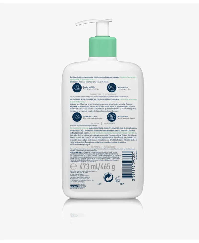 Cerave Gel Limpiador Espumoso 473 ml