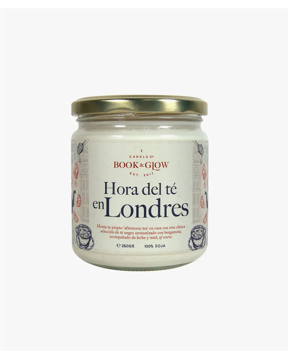 Book & Glow Hora del té en Londres - Vela de Soja Vegana