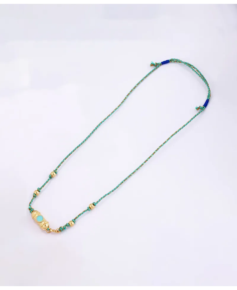 Collar Hilo Amuleto Oro Turquesa