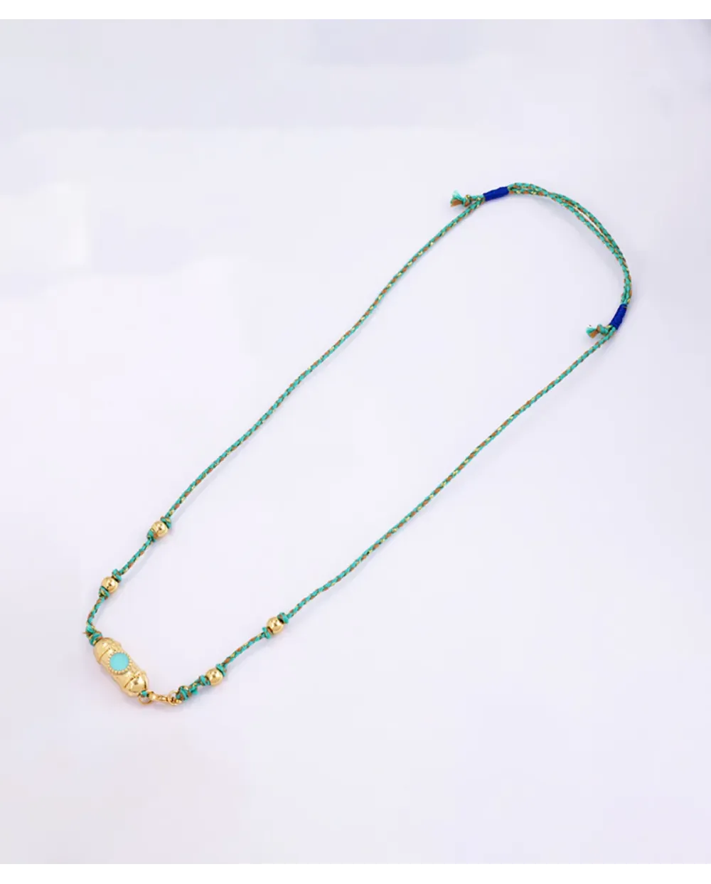 Collar Hilo Amuleto Oro Turquesa