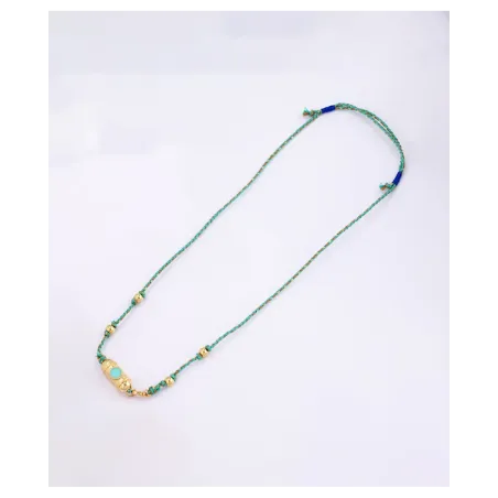 Collar Hilo Amuleto Oro Turquesa