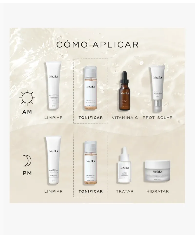 Medik8 Press & Glow Tónico Exfoliante Diario PHA 200 ml