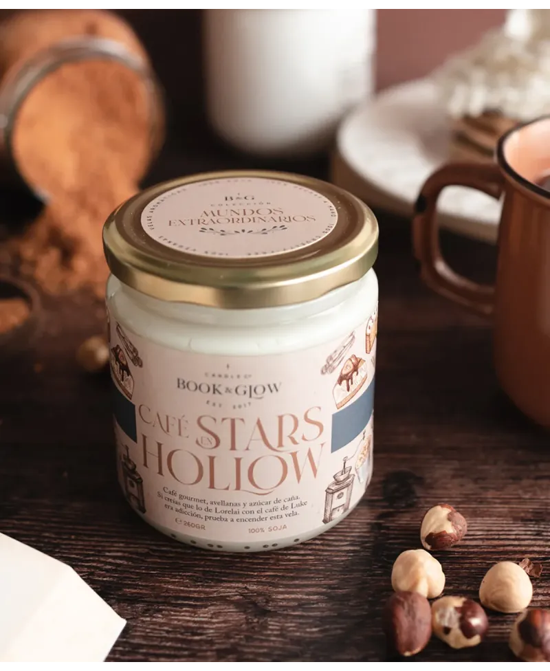 Book & Glow Café en Stars Hollow - Vela de Soja Vegana