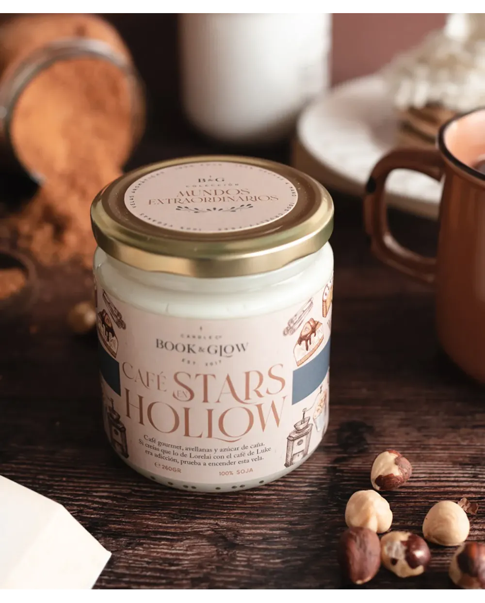 Book & Glow Café en Stars Hollow - Vela de Soja Vegana