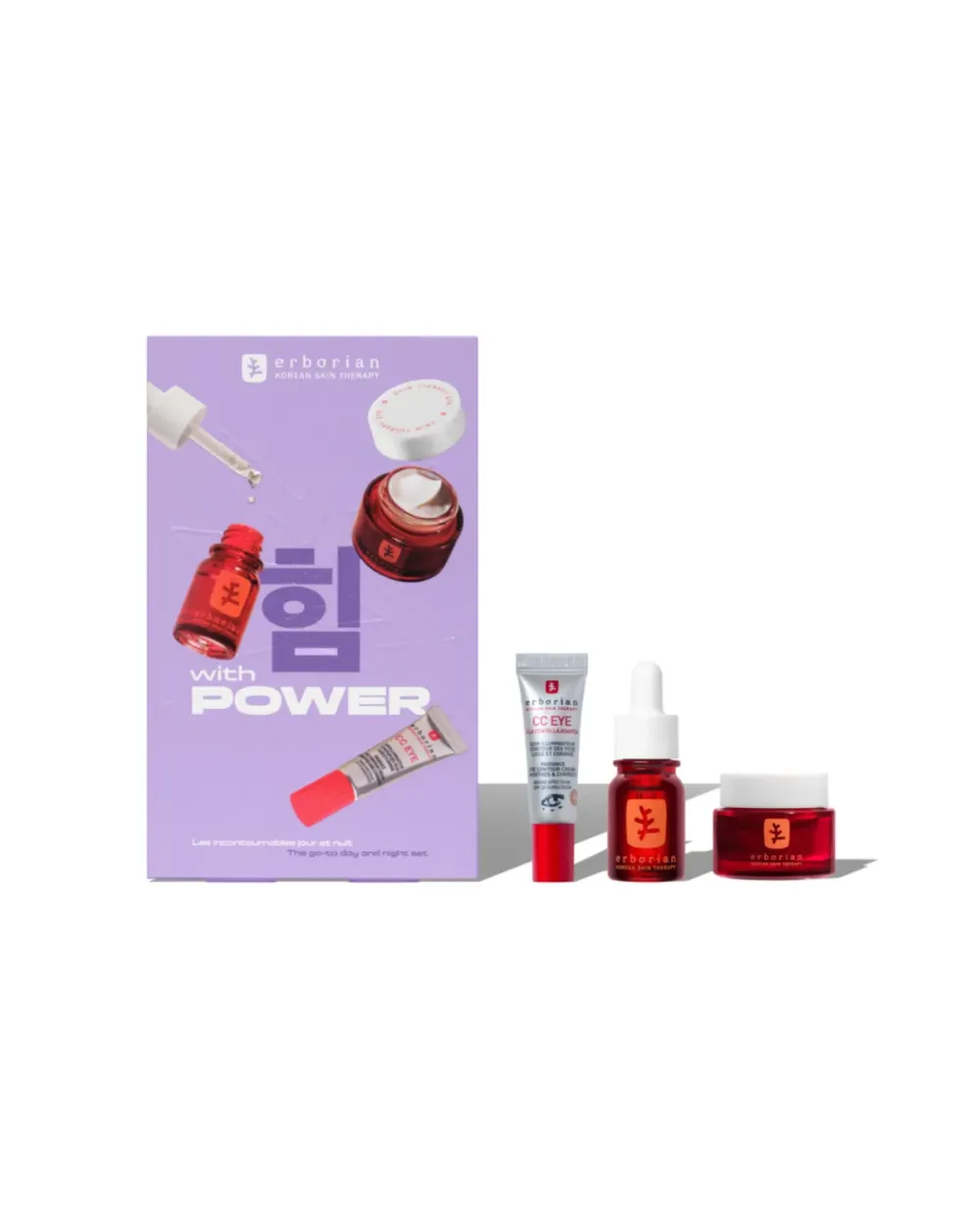 ErborianLos imprescindibles de Día y Noche. With Power Tono Doré:  Skin Therapy Eye y Sérum en Aceite, y CC Eye doré