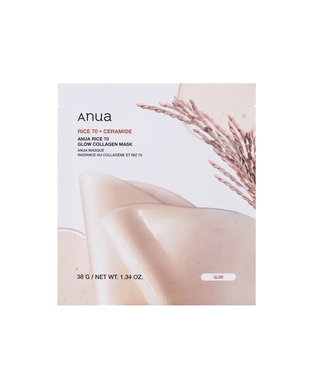 Anua Rice 70 Glow Mascarilla de colágeno iluminadora 38g