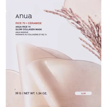 Anua Rice 70 Glow Mascarilla de colágeno iluminadora 38g