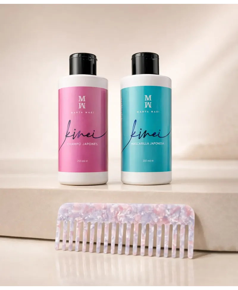 Pack Marta Masi Kinei | Champú + Mascarilla Japonesa | Rutina de Reparación y Brillo + Cepillo de Regalo